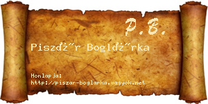 Piszár Boglárka névjegykártya